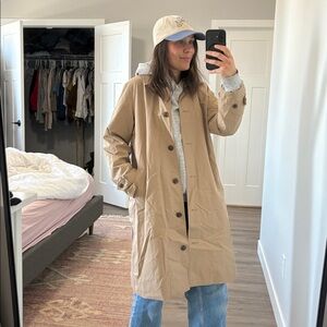 NWT Old Navy Water Resistant Beige Long Button-Front Trench Coat